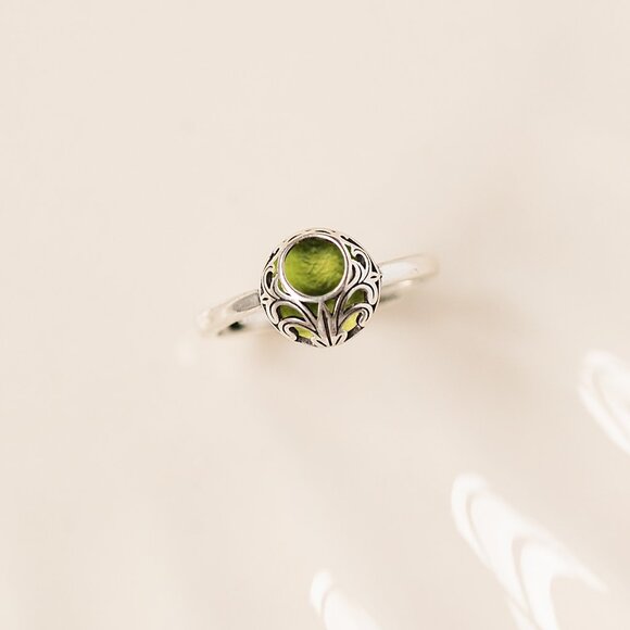 Recycled Early 1900s Olive Green Wine Bottle Sterling Adjustable Vintage Lace Ri - Picture 3 of 6